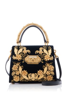 Embroidered Velvet Top Handle Bag by Dolce & Gabbana | Moda Operandi