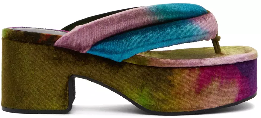 Multicolor Platform Thong Heeled Sandals by Dries Van Noten