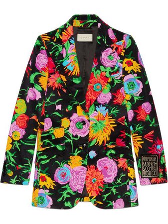 Shop black Gucci x Ken Scott floral velvet blazer with Express Delivery - Farfetch
