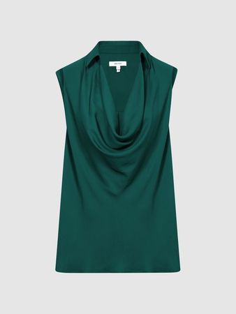 Reiss Ameliee Cowl Front Sleeveless Blouse | REISS USA