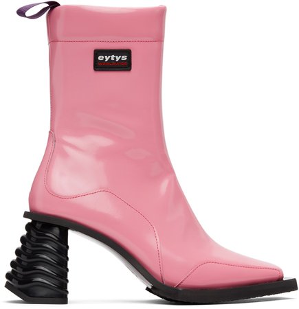 Eytys: Pink Leather Gaia Boots | SSENSE France