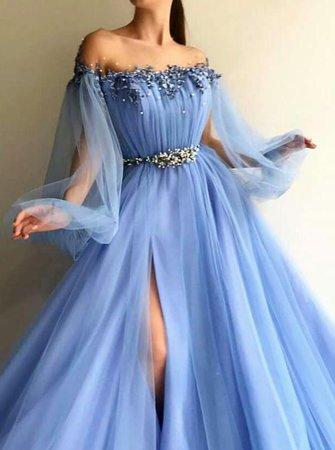 floaty ball gown puff sleeves - Google Search