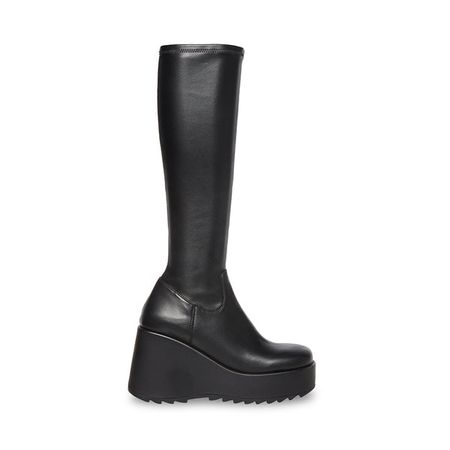 DUKE30 Black Knee-High Boots | Women's Leather Black Knee-High Boots – Steve Madden