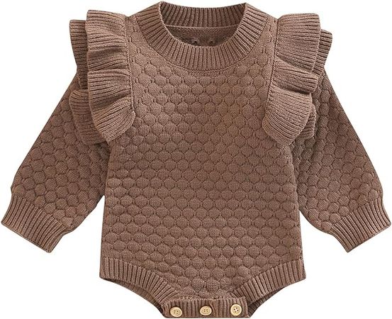 Amazon.com: Mubineo Infant Baby Girl Fall Winter Knit Ruffle Sweater One Piece Romper Outfit Jumpsuit (Pink, 0-6 Months): Clothing, Shoes & Jewelry