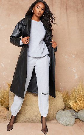 Black Faux Leather Oversized Midi Coat | PrettyLittleThing USA