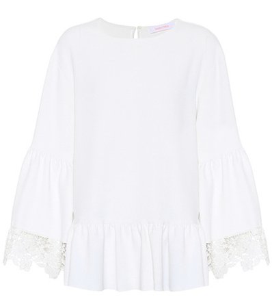 Lace-trimmed bell sleeve top