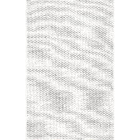 nuLOOM Caryatid Solid Wool Shag Off White 8 ft. x 10 ft. Area Rug