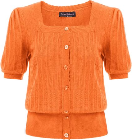 Open Front Vintage Shrug Sweaters Short Sleeve Button Down Bolero Cardigan Blue XXL at Amazon Women’s Clothing store