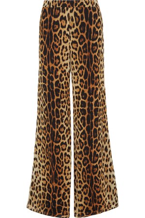 Moschino | Leopard-print silk-crepe wide-leg pants | NET-A-PORTER.COM
