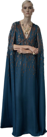 blue brown amber rust gown