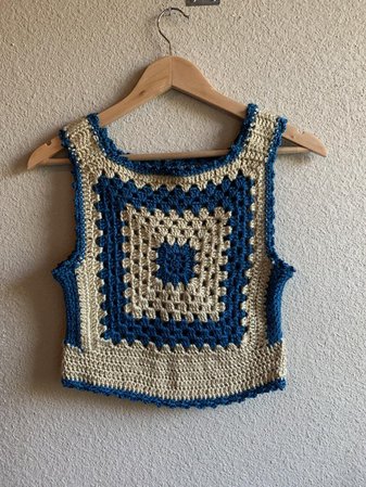 The Retro Granny Square Sweater Crop Handmade Crochet | Etsy