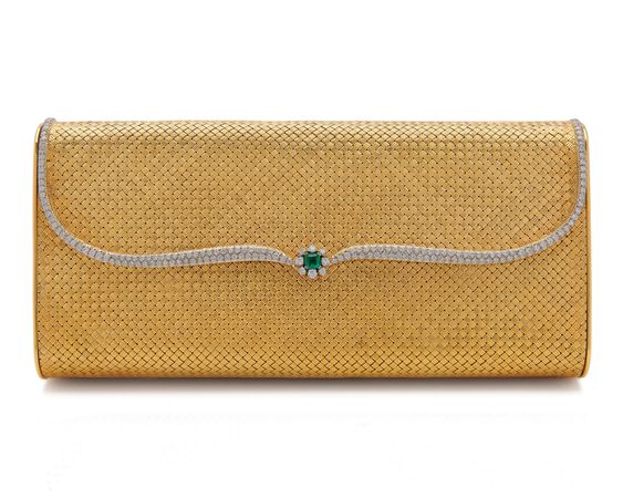 Gold Emerald gemstone clutch