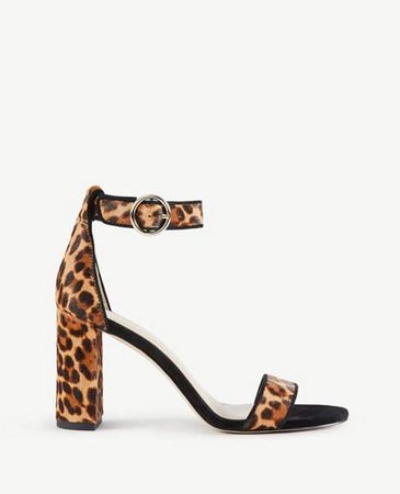 Leannette Leopard Print Haircalf Block Heel Sandals
