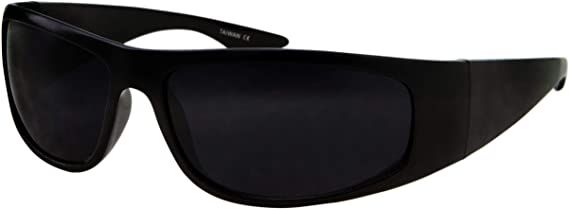 Amazon.com: Super Dark Lens Black Sunglasses | Biker Style Rider | Wrap Around Frame (Matte Black) : Clothing, Shoes & Jewelry