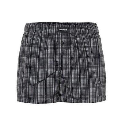 Logo-embroidered checked shorts