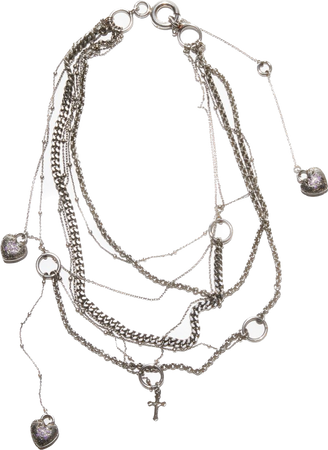 acne studios silver multi-chain charm necklace