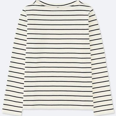 Women's Striped Boat Neck Long-sleeve T-Shirt