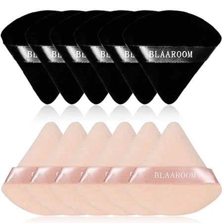 Amazon.com : BLAAROOM 12 Pieces Velour Pure Cotton Powder Puff Face Makeup Triangle Powder Puffs for Loose Powder Wet Dry Cosmetic Foundation Beauty Sponge Makeup Tools -Black & Nude : Beauty & Personal Care