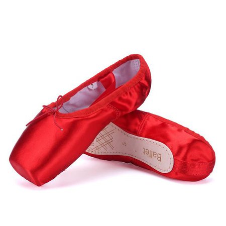 Wendy Wu Girls Womens Dance Shoe Pink Ballet Pointe Slippers Ballet Flats Shoes with Ribbons Toe Pads Black Pink Red | Ballet & Dance