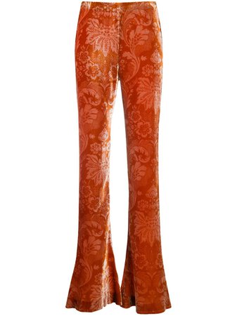 Acne Studios Floral Velvet Flared Trousers - Farfetch