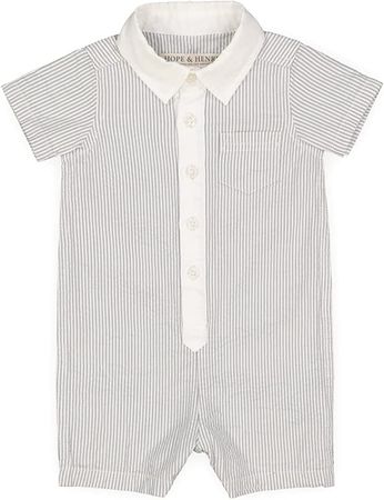 Amazon.com: Hope & Henry Layette Organic Cotton Woven Button Front Romper: Clothing, Shoes & Jewelry