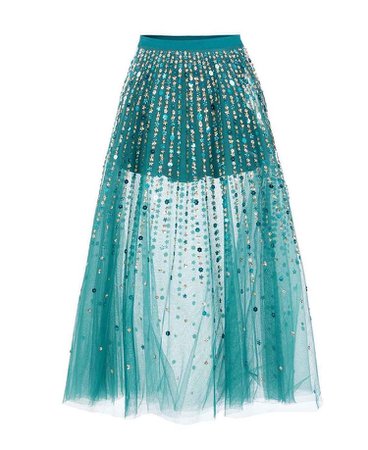 ELISABETTA FRANCHI Embellished Tulle Skirt