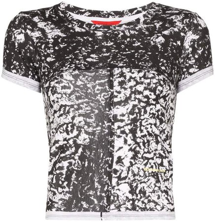 abstract print cropped T-shirt