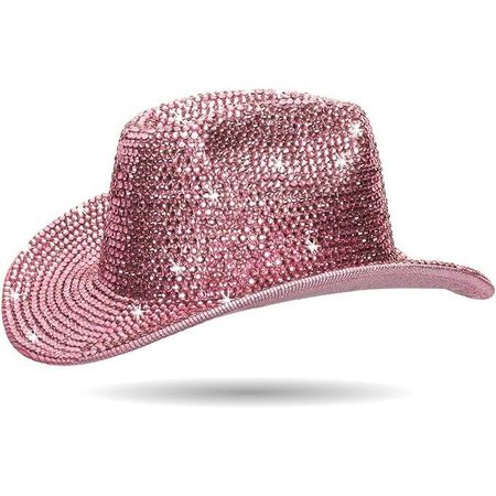 Crystal Rhinestone Bling Pink Cowboy Hat
