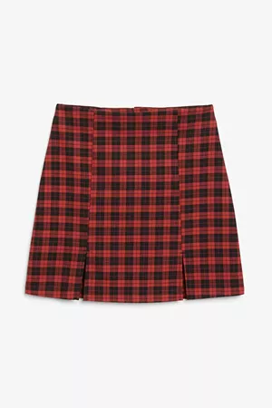 Fitted mini skirt - Red check - Skirts - Monki GB