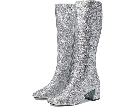 Blue by Betsey Johnson silver glitter knee boots