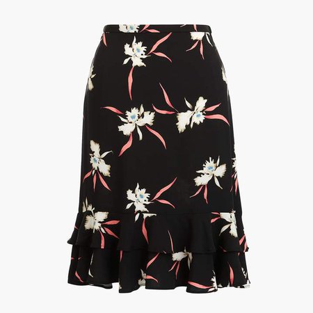 Double-tiered flounce skirt in print