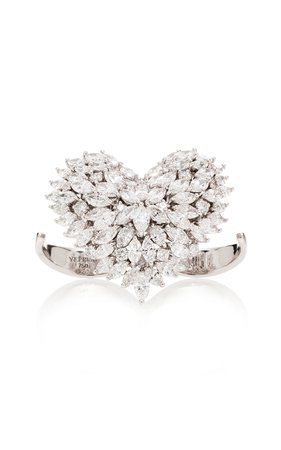 Yeprem Heart-Shaped 18K White And Diamond Ring