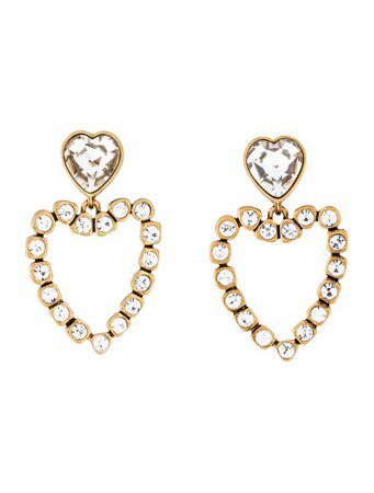 Oscar de la Renta Crystal Heart Clip-On Earrings - Earrings - OSC85818 | The RealReal