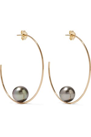 Gold 14-karat gold pearl hoop earrings | Mizuki | NET-A-PORTER