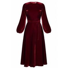Tesin Cherry Red Velvet Midi Occasion Dress