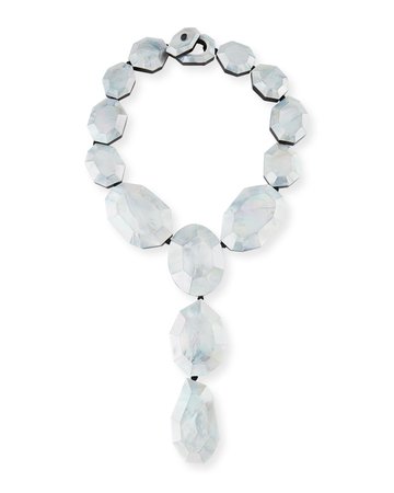 Viktoria Hayman 23" Faceted Silvery Mother-of-Pearl Lariat Necklace