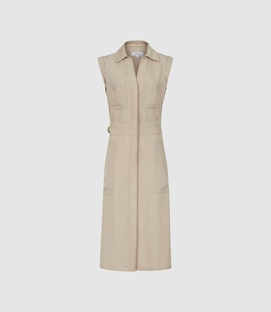 Effie Stone Utility Shirt Midi Dress – REISS