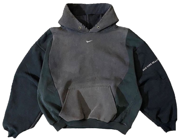 blue, green, and gray hoodie