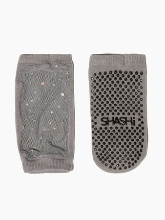 Star Open Toe Leg Warmers + Socks in Charcoal