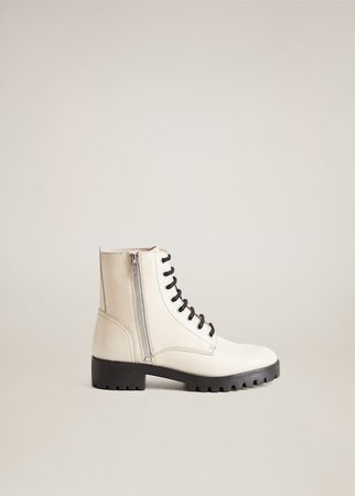 Lace-up leather boots - Women | Mango USA white