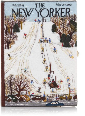 Ski Resort Appliquéd Embroidered Canvas Clutch