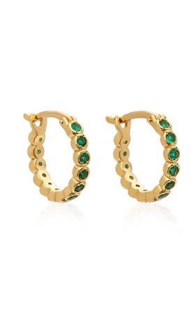 Chloe 18K Gold Emerald Hoop Earrings by Octavia Elizabeth | Moda Operandi