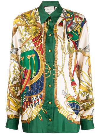 GUCCI silk nature-inspired motifs shirt