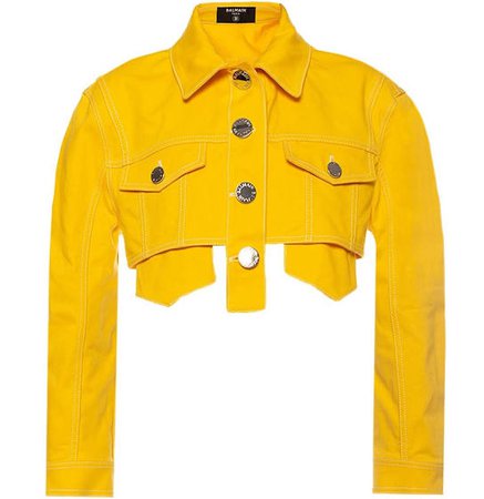Balmain| cropped denim jacket - yellow
