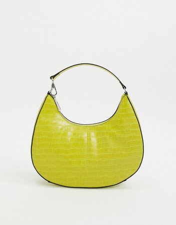 Who What Wear Seeley 90s shoulder bag in lime croc | ASOS