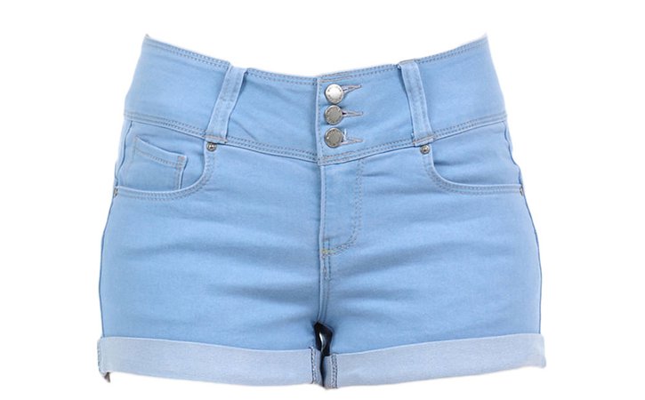 NioBe Clothing Women's Juniors Mid Rise Push Up Denim Shorts