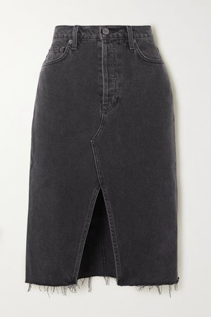 Dark gray + NET SUSTAIN distressed denim skirt | Reformation | NET-A-PORTER