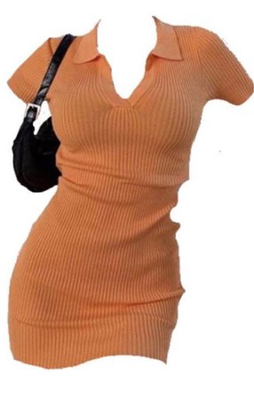 orange rib polo dress