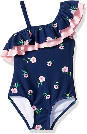 Amazon.com: Kanu Surf Girls' Big Morgan Floral Ruffle 1-Shoulder 1-Piece Swimsuit, Black, 14: Clothing, Shoes & Jewelry