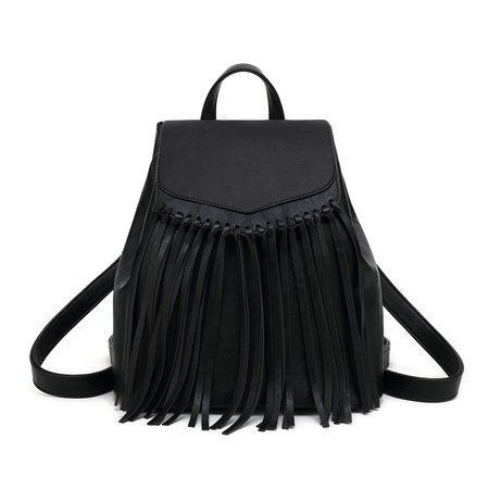Zebella Leather Backpack Purse for Women Tassel Casual Rucksack Lightweight Daypack Travel Hobo Bag